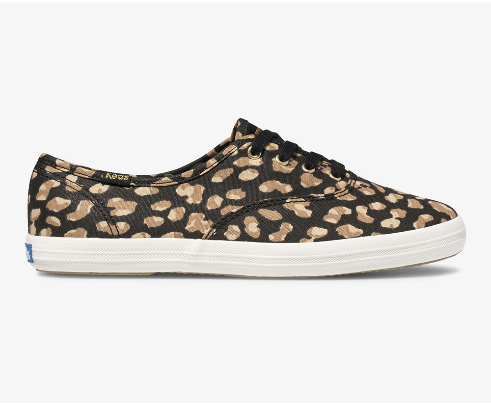 Keds Sneaker Damen Schwarz/Leopard - Champion Animal - AFM-724913